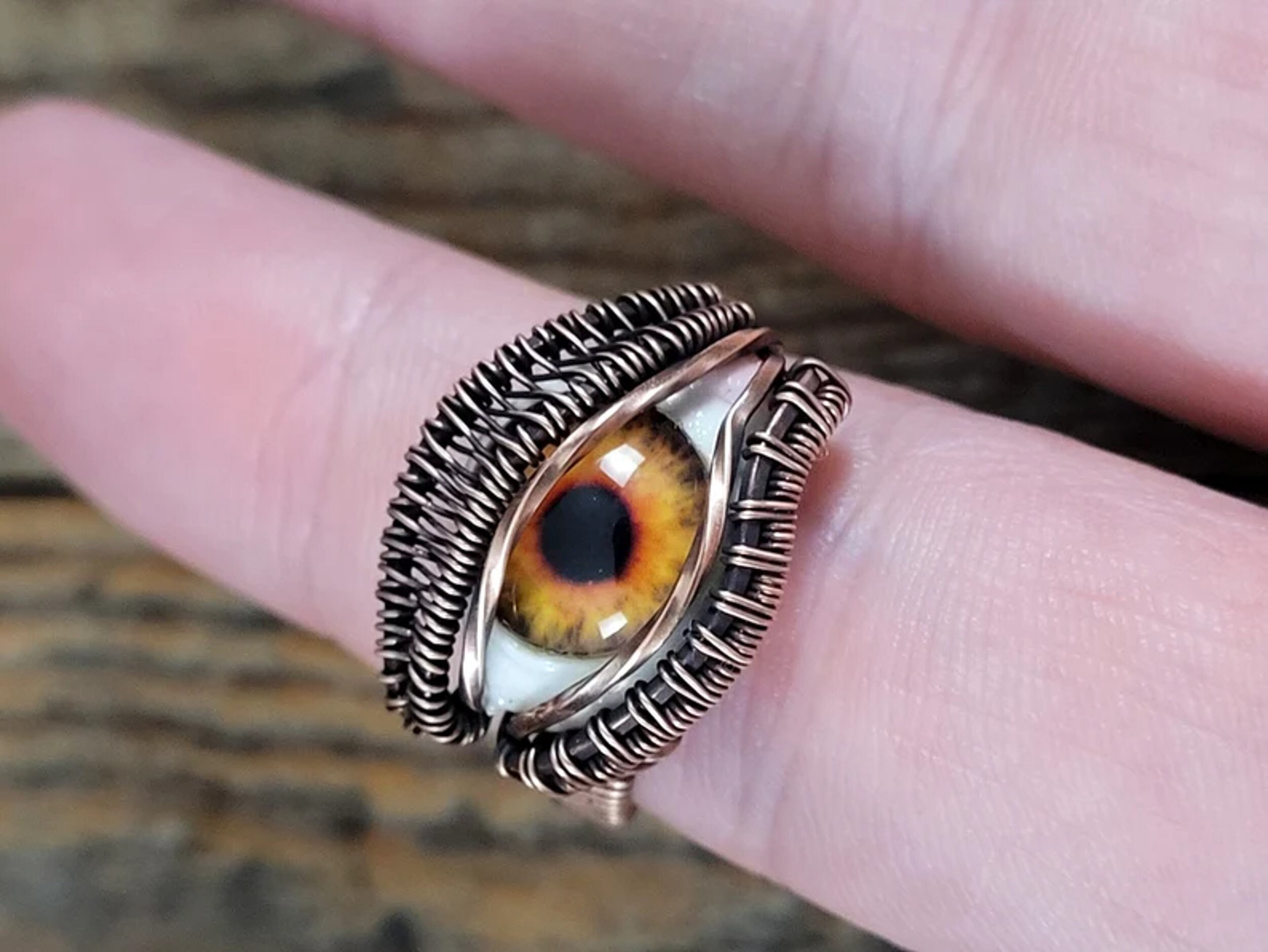 Glass Evil Eye Rings — Wicked Wire Crafts