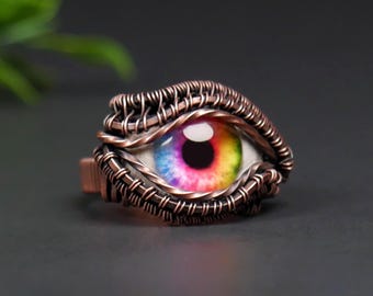 Bague mauvais œil : bijoux alternatifs uniques emballés dans du fil de cuivre