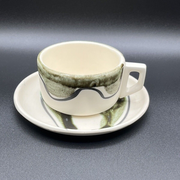 Mid Century Modern Pottery Cup and Saucer Marked Israel 588 - 3 Sets AVAILABLE