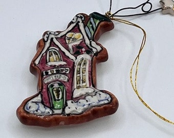 Blue Sky Clay works Heather Goldminc Christmas Ginger Bread House Pin Brooch