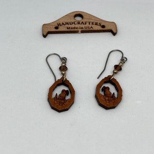 Wooden Ram Dangle Earrings Handcrafted