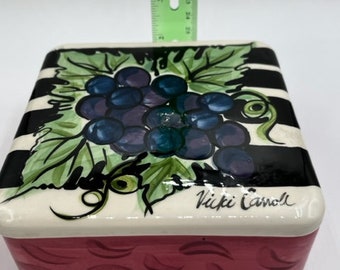Vicki Carroll Studio Signed Trinket Dish & Lid Bon Appetite