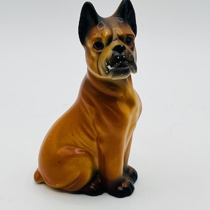 Vintage BOXER Porcelain Dog Statue Figurine