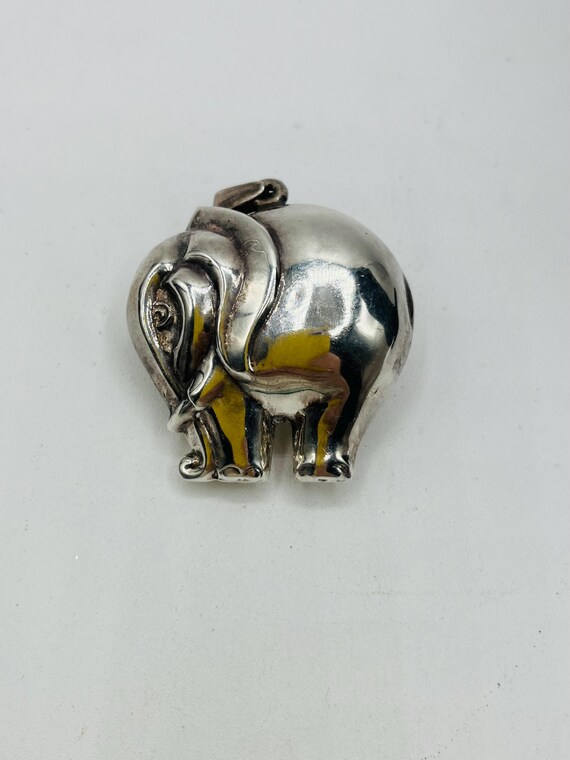 Vintage Sterling Silver Elephant Puffed Pendant