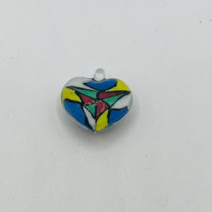 Hand Blown Art Glass Heart Shape Pendant 1&quot;
