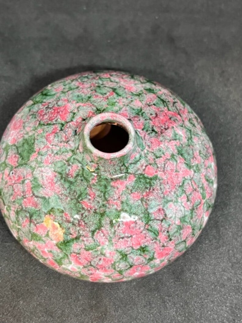 Vintage Terracotta Pottery Perfume Jar With Pink and Green Etsy