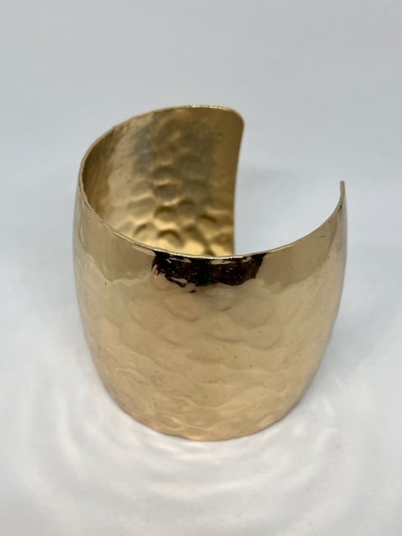 Hammered Gold Tone Cuff Bracelet