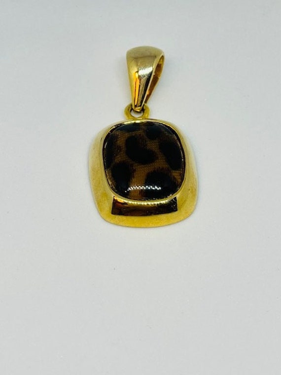 Leopard Print Gold Tone Pendant