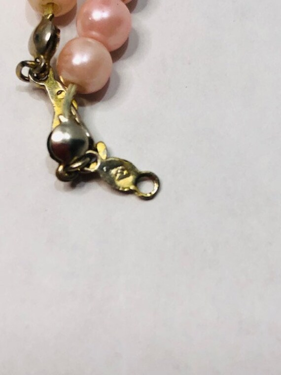 Vintage Faux Pink Pearl Necklace. Mid Century Mod… - image 3