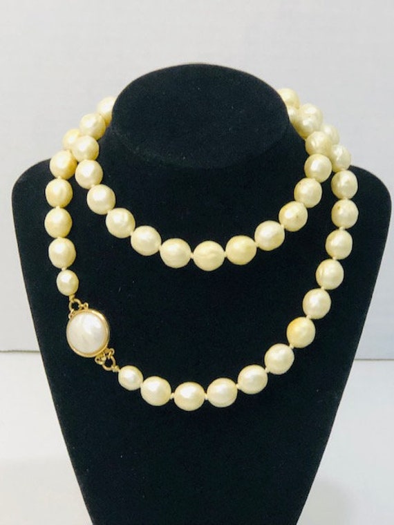 Vintage Crown Trifari Faux Pearl Necklace. Marked 