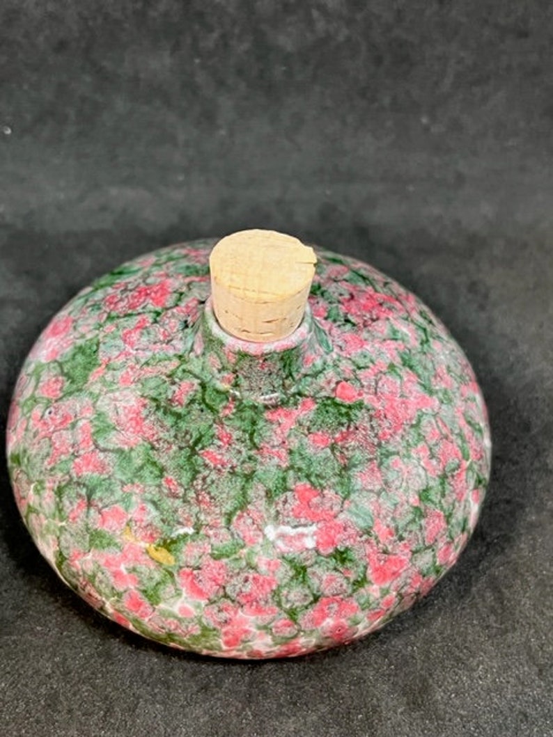 Vintage Terracotta Pottery Perfume Jar With Pink and Green Etsy