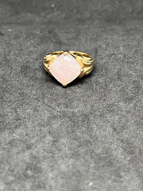 Vintage Sterling Silver Gold Plated Square Pink S… - image 1