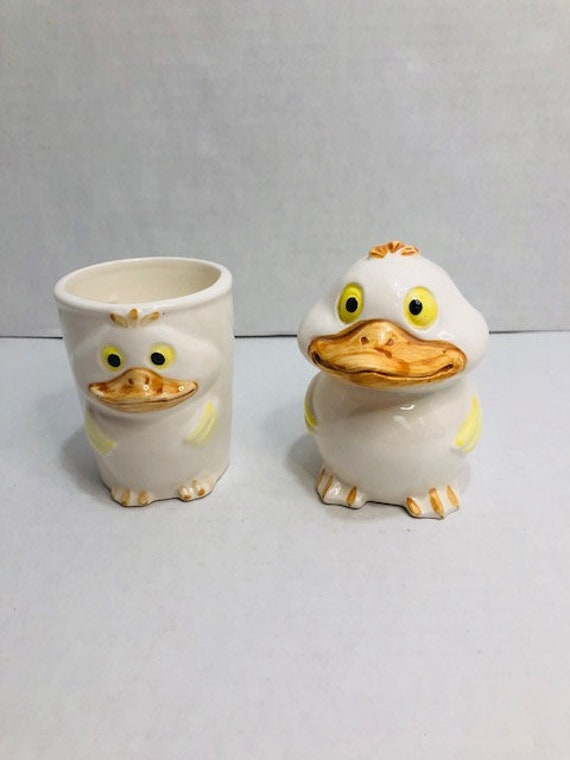 Vintage Duck Bathroom Set With Enesco Label. Duck Ceramic Cup. Etsy