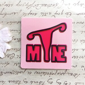 Women&#39;s Rights Sticker, Mine My Uterus Sticker, Waterproof Pro Choice Feminist Pink Red Reproductive Rights Vinyl Election Vote Sticker