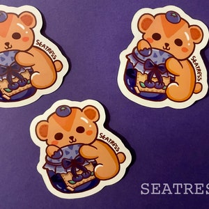 Kawaii Blueberry Bear Glossy Vinyl Sticker (1 pc)