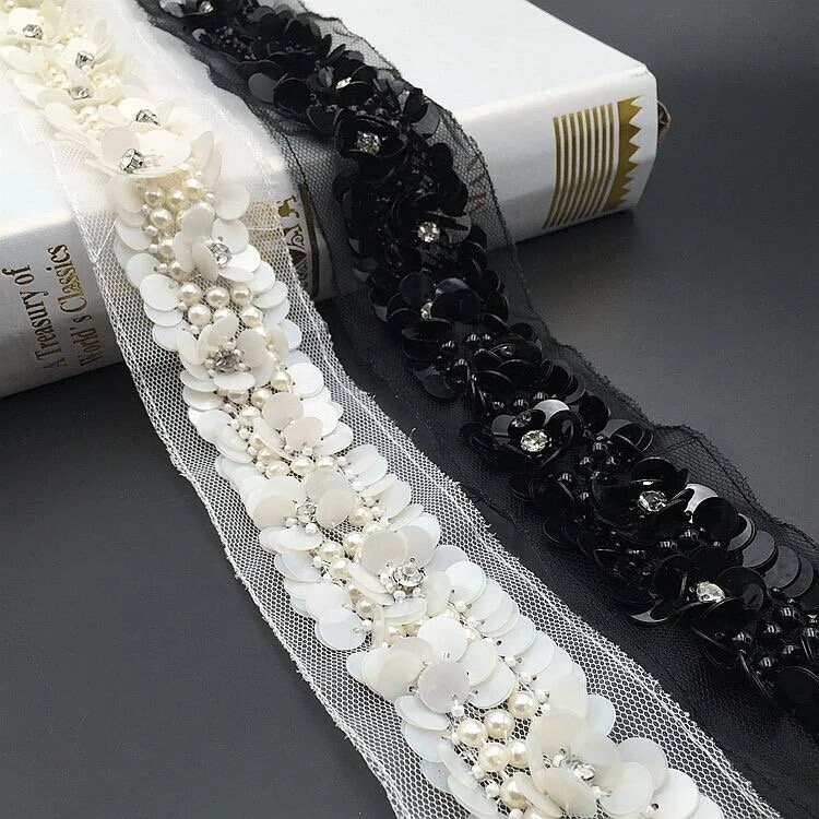 Black and White Sequin Dress Belt - Etsy