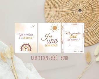 Cartes étapes bébé - BOHO
