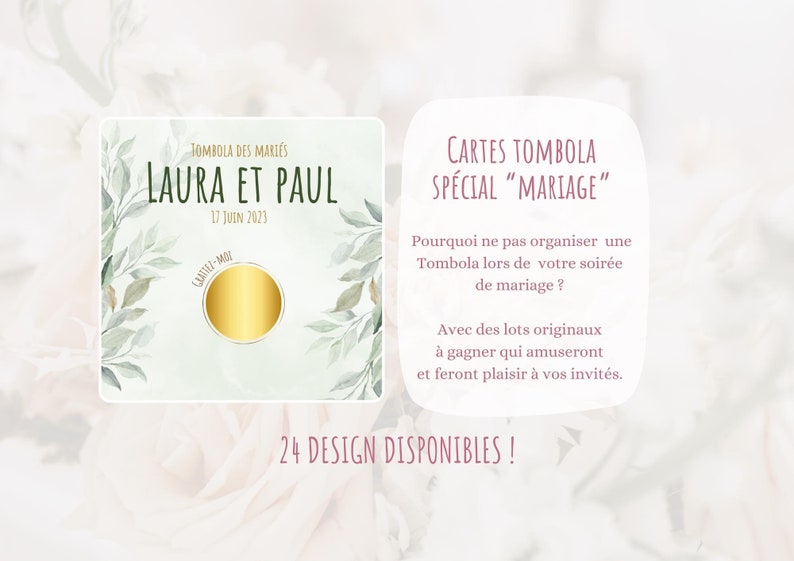 Cartes tombola à gratter "MARIAGE" image 2