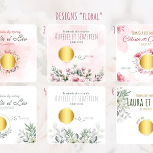 Cartes tombola à gratter "MARIAGE" Floral