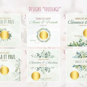 Cartes tombola à gratter "MARIAGE" Feuillage