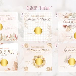Cartes tombola à gratter "MARIAGE" Bohème