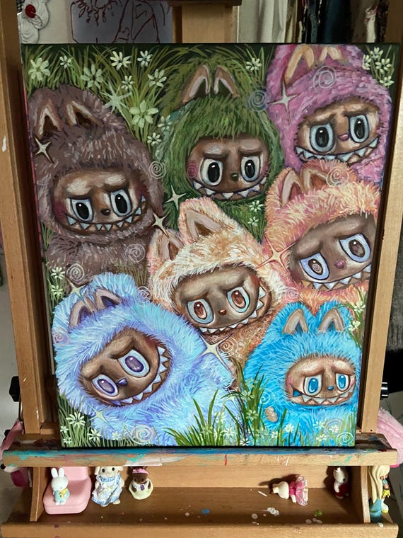 Monster Acrylic Painting: 16x20 Stretched Canvas Art