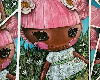button eyed flower girly art print “Lala”8.5x11