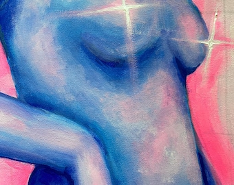 Feeling blue-  Acrylic Painting 14x14