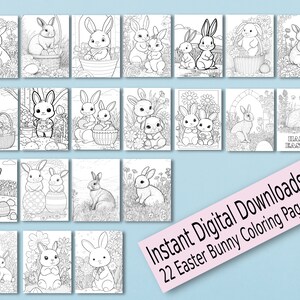 22 Printable Easter Bunny Coloring Pages for Kids - Etsy