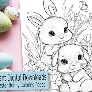 22 Printable Easter Bunny Coloring Pages for Kids - Etsy