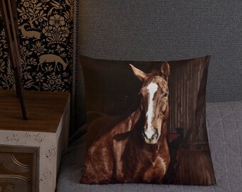 Horse Pillow | Linen Throw Pillow