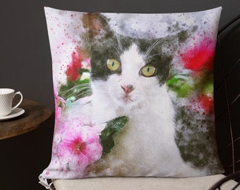 Kitty Pillow | Linen Throw Pillow