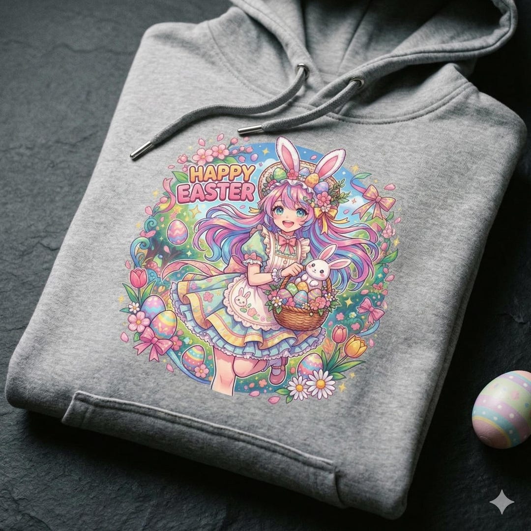 Kawaii Anime Easter Bunny Girl Hoodie Etsy