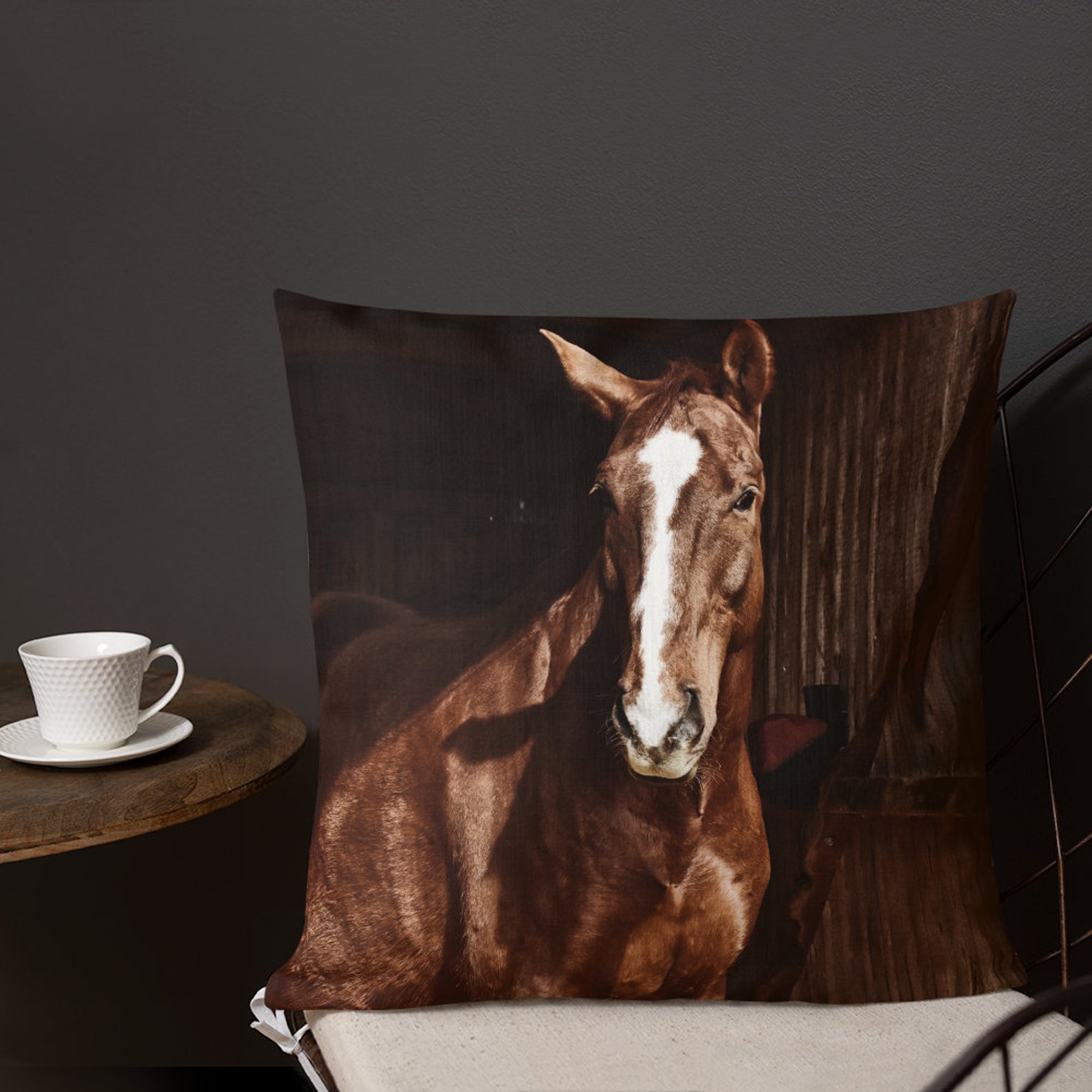 Horse Pillow Linen Throw Pillow Etsy