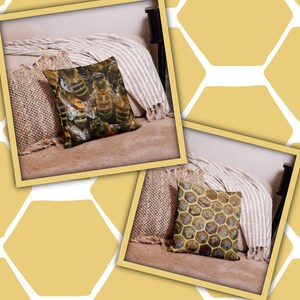 Double-Sided Bee And Honeycomb Throw Pillow