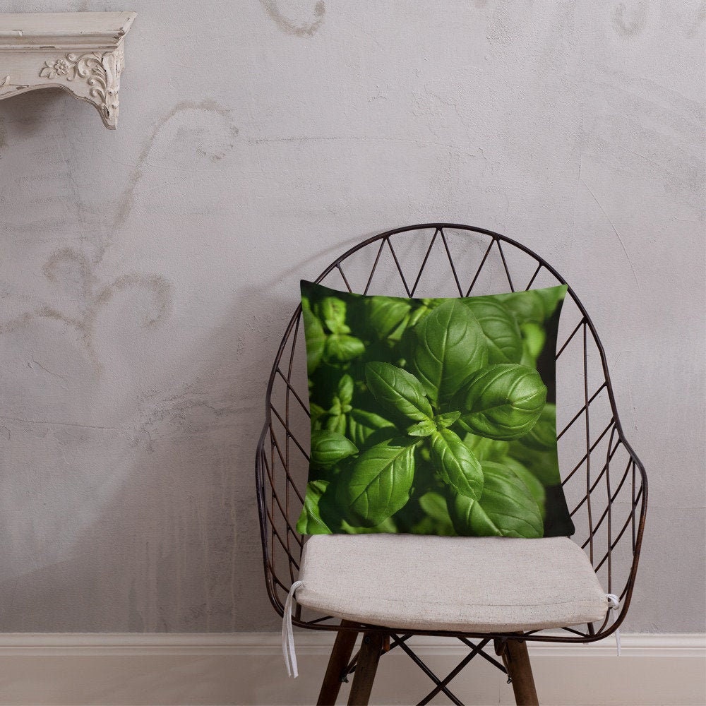 Basil Pillow Linen Throw Pillow Etsy UK