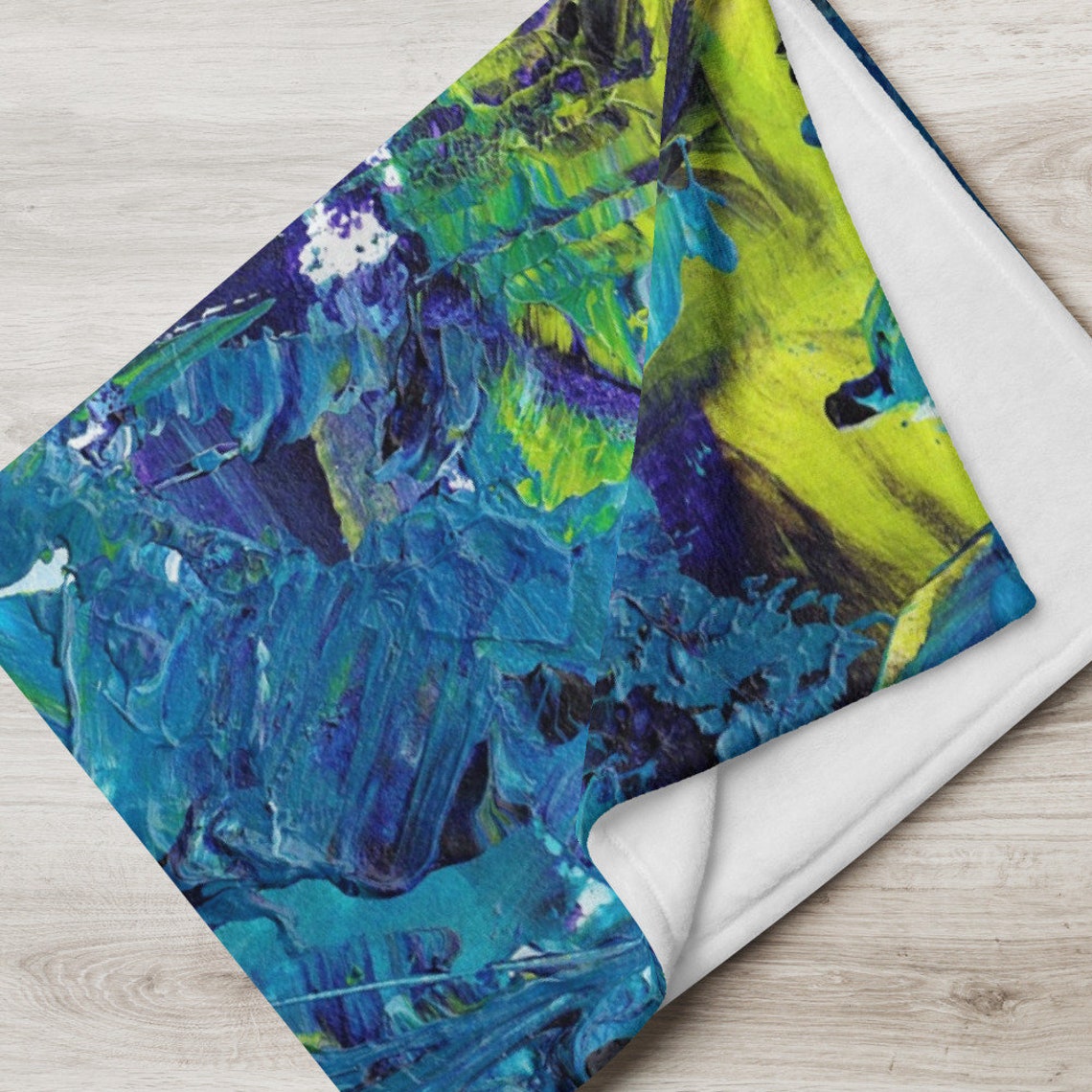 Painted Blue And Yellow Throw Blanket Etsy