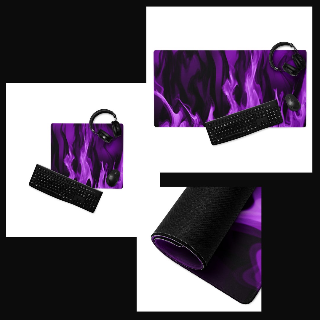 Video Gamer Mouse Pad Computer Desk Mats Purple & Black Smoke Gaming ...