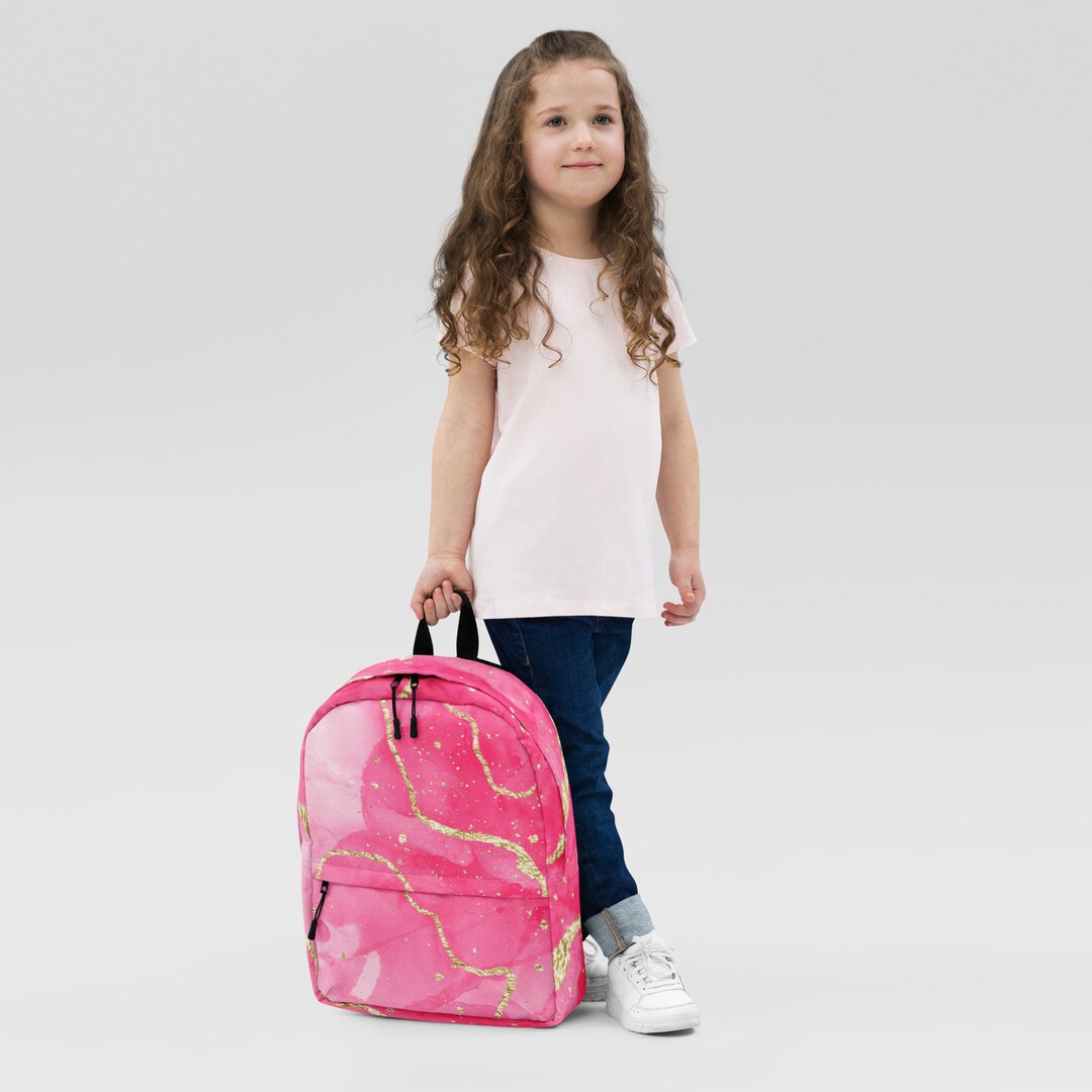 Pink and Gold Marble Backpack - Etsy