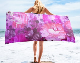 Watercolor Roses Towel | Beach Towel | Pool Towel | Shower Towel