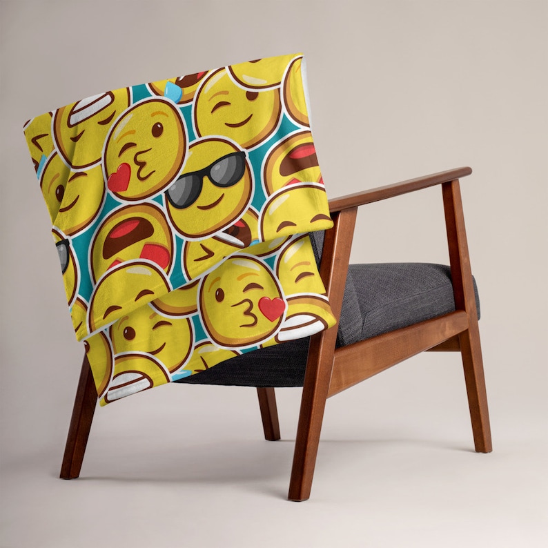 Personalized Emoji Throw Blanket Personnalisable Emoji Blanket Gift for