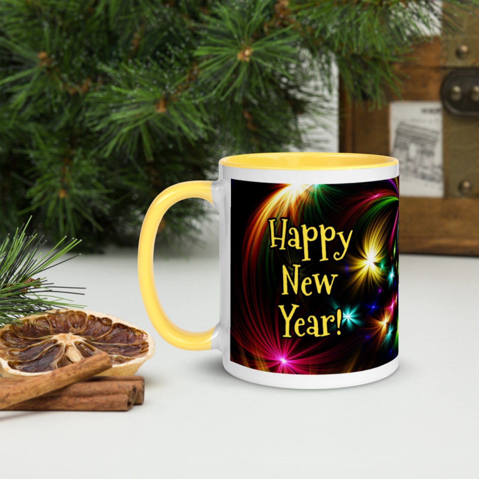 Happy New Year Coffee Mug with Color Inside Happy new Year Mug Etsy.de