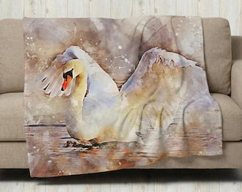 Swan Art Throw Blanket