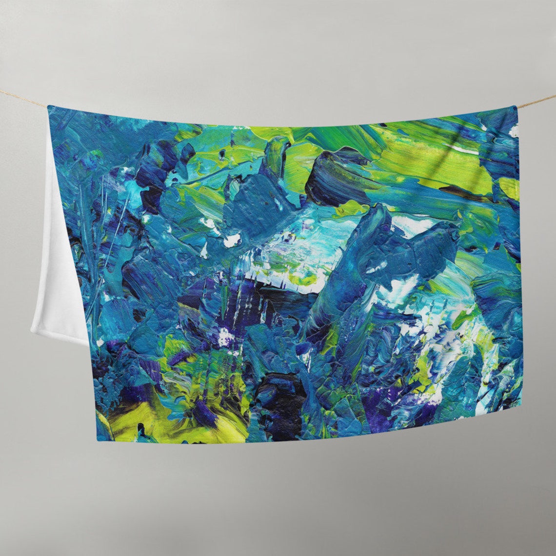 Painted Blue And Yellow Throw Blanket Etsy