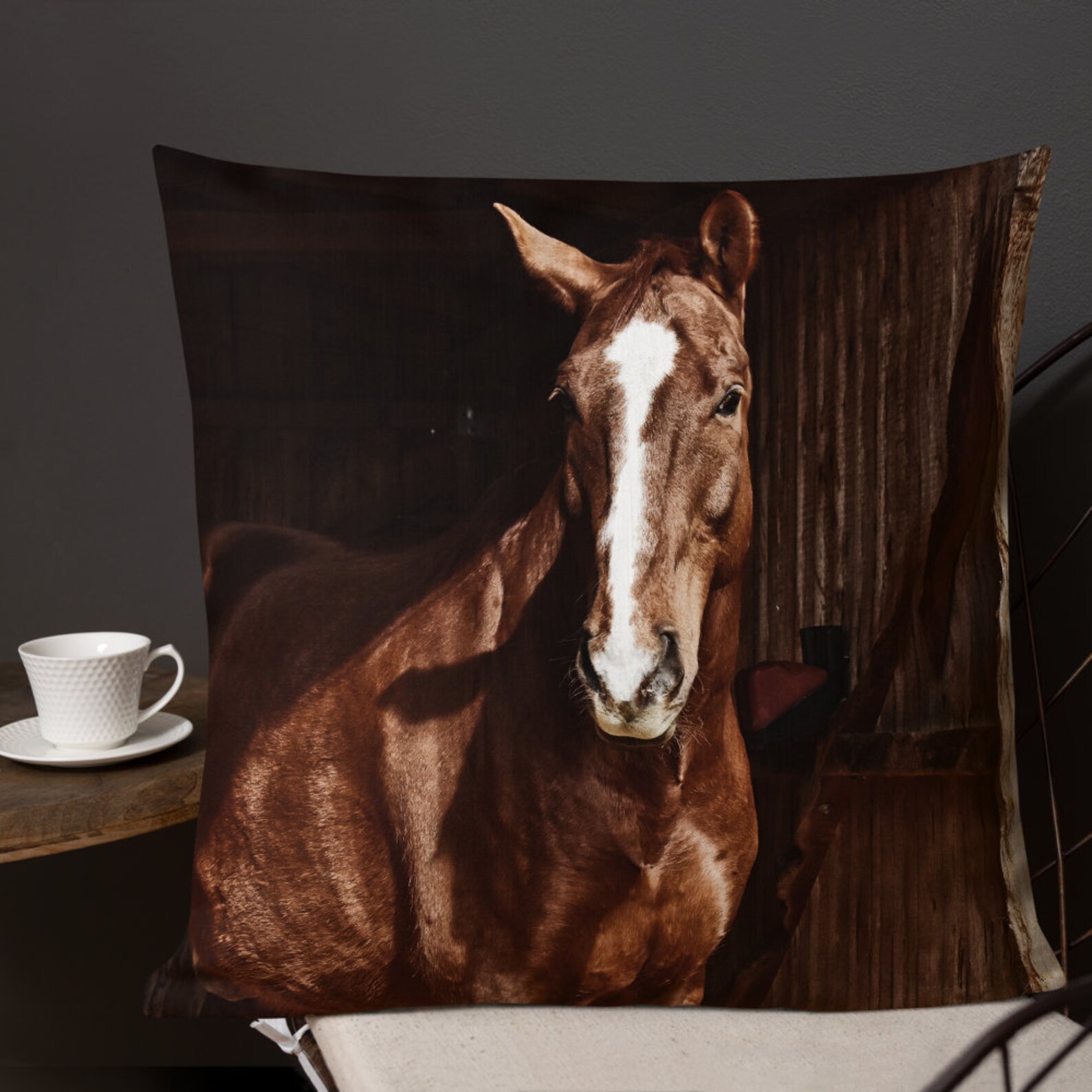 Horse Pillow Linen Throw Pillow Etsy
