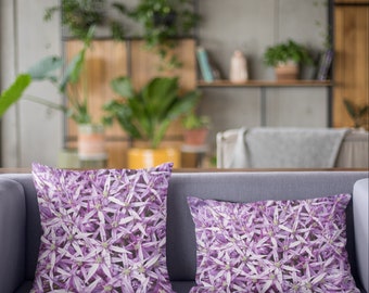 Purple Allium Premium Pillow | Linen Throw Pillow