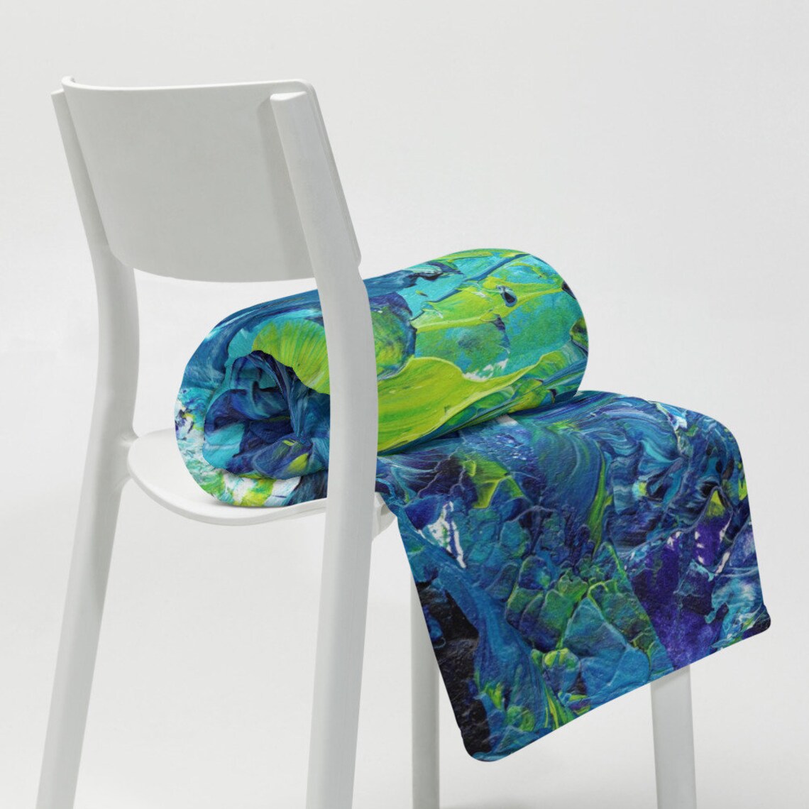 Painted Blue And Yellow Throw Blanket Etsy