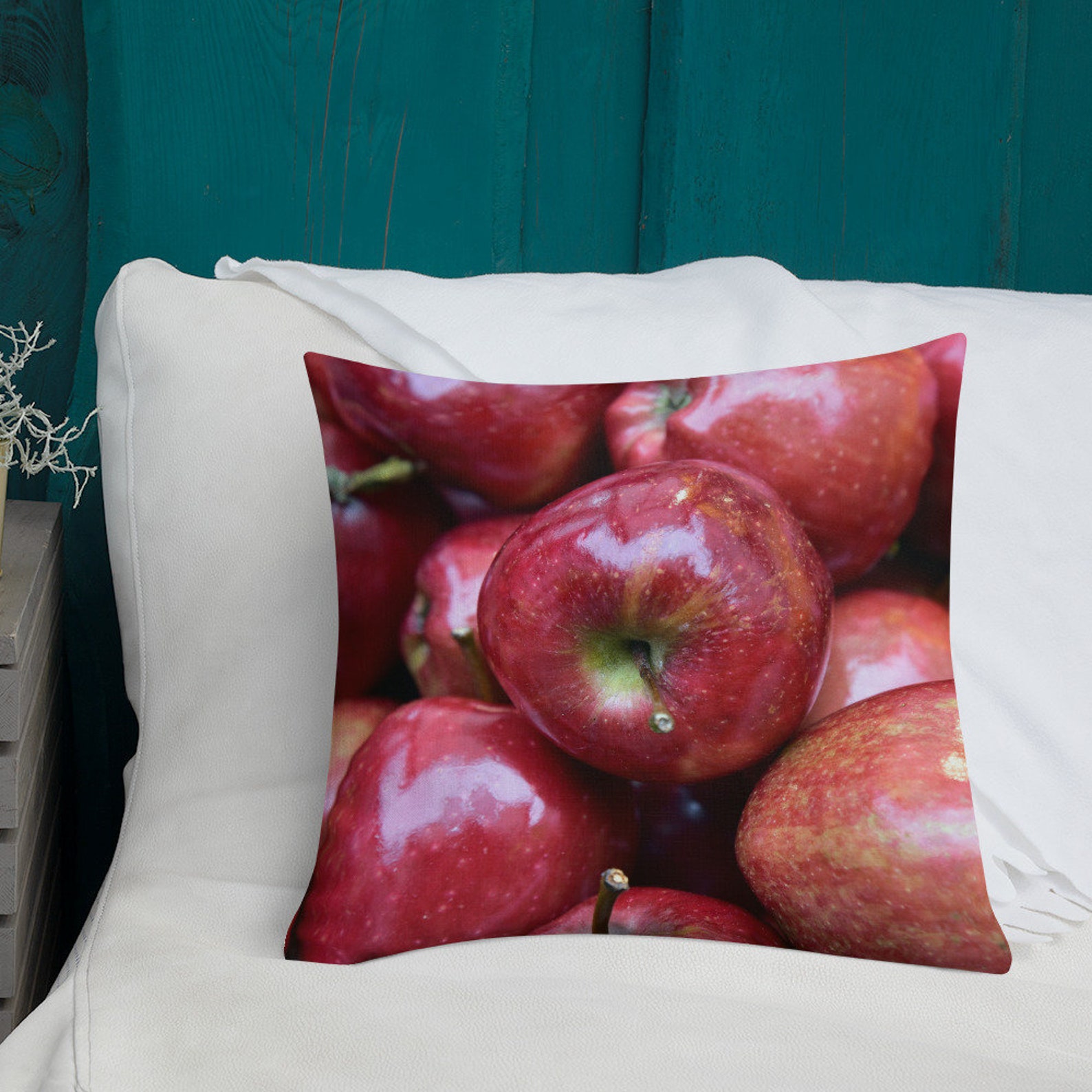 Apple Throw Pillow Linen Throw Pillow Etsy