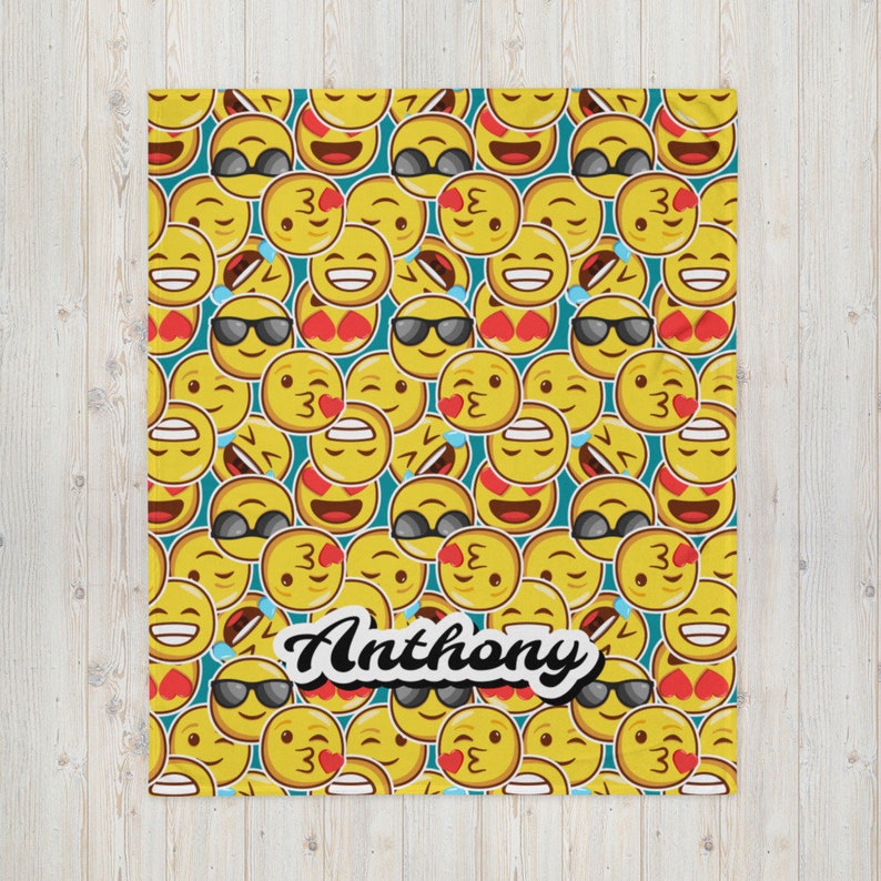 Personalized Emoji Throw Blanket Personnalisable Emoji Blanket Gift for
