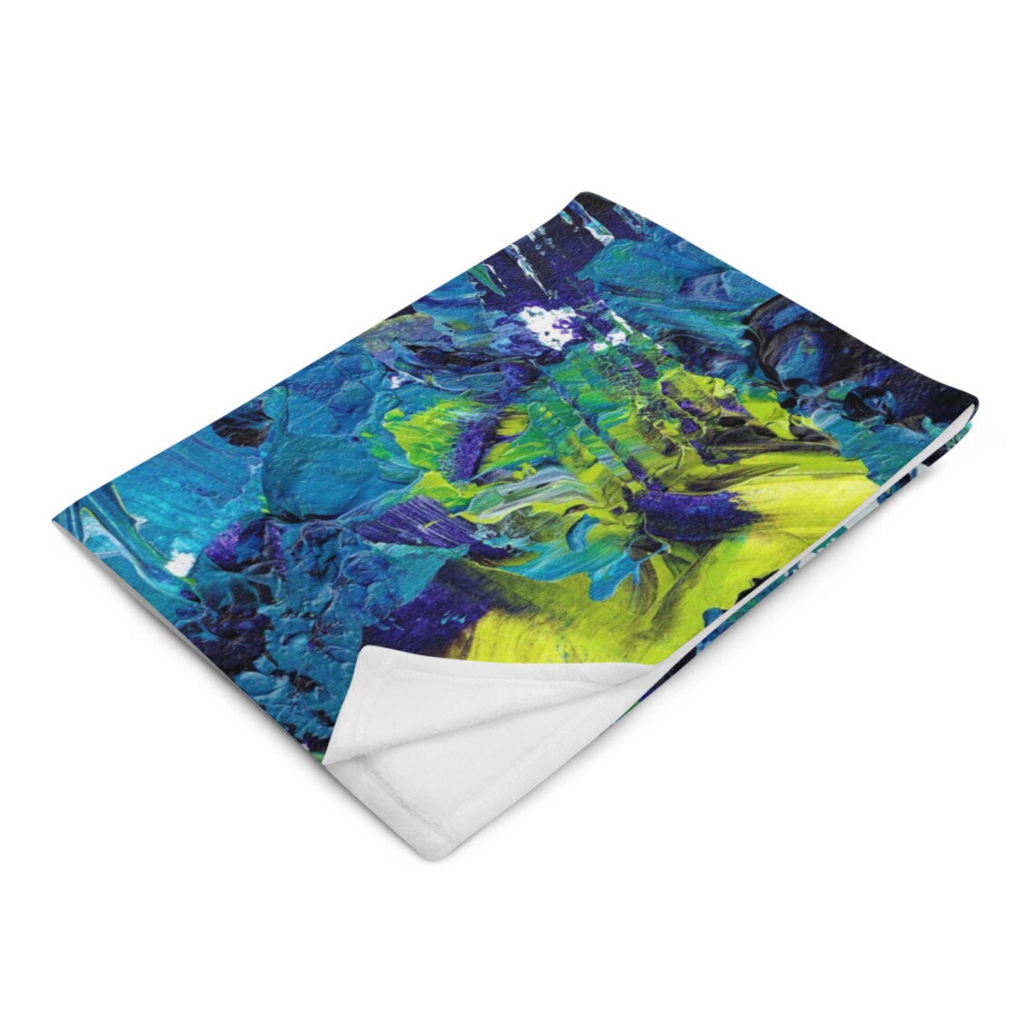 Painted Blue And Yellow Throw Blanket Etsy